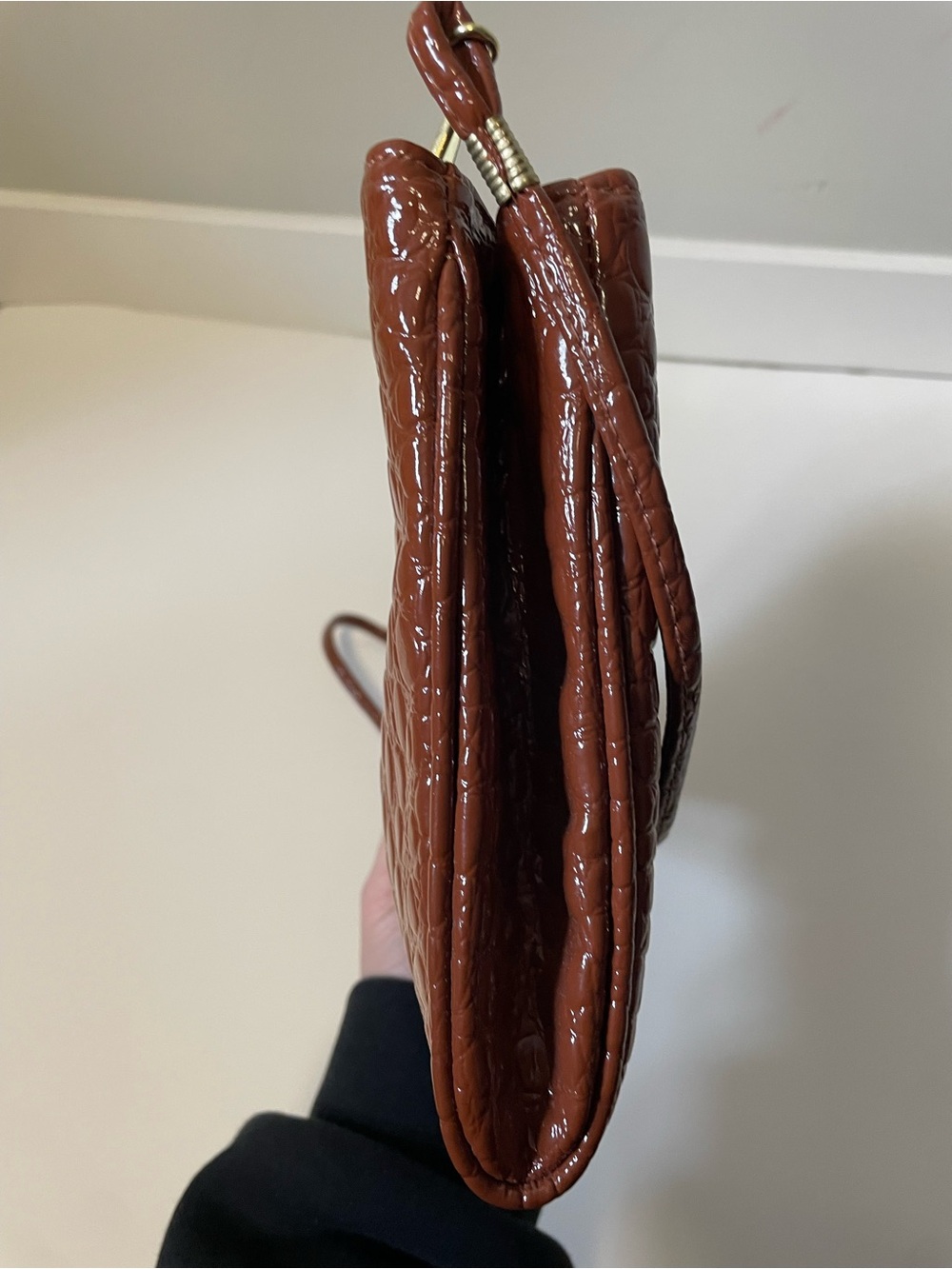 80s 90s Vintage Sweet Spots Cougar Faux Croc Baguette Shoulder Bag Cognac Brown - Picture 9 of 11